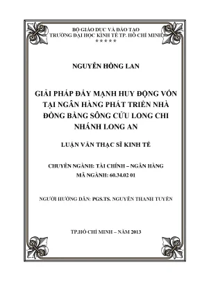 Luận văn giải pháp đẩy mạnh huy động vốn tại ngân hàng phát triển nhà đồng bằng sông cửu long chi nhánh long an luận văn thạc sĩ