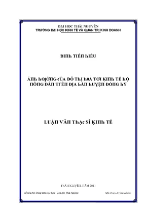 Luận văn ảnh hưởng của đô thị hóa tới kinh tế hộ nông dân trên địa bàn huyện đồng hỷ
