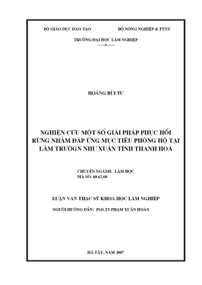 Luận văn nghiên cứu một số giải pháp phục hồi rừng nhằm đáp ứng mục tiêu phòng hộ tại lâm trường như xuân tỉnh thanh hóa