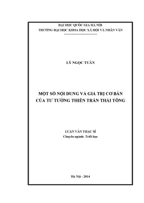Luận văn thạc sĩ một số nội dung và giá trị cơ bản của tư tưởng thiền trần thái tông