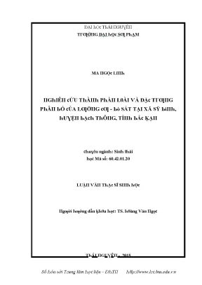 Luận văn nghiên cứu thành phần loài và đặc trưng phân bố của lưỡng cư bò sát tại xã sỹ bình huyện bạch thông tỉnh bắc kạn