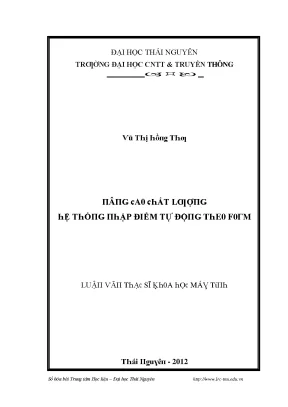 Luận văn nâng cao chất lượng hệ thống nhập điểm tự động theo form