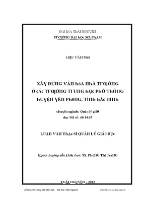Luận văn biện pháp phát triển đội ngũ cán bộ quản lý trường trung học cơ sở huyện yên phong tỉnh bắc ninh