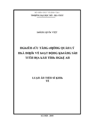 Luận văn nghiên cứu tăng cường quản lý nhà nước về hoạt động khoáng sản trên địa bàn tỉnh nghệ an