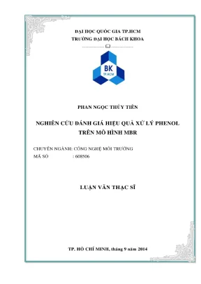Luận văn thạc sĩ công nghệ môi trường nghiên cứu đánh giá hiệu quả xử lý phenol trên mô hình mbr