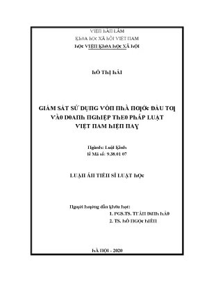 Luận văn giám sát sử dụng vốn nhà nước đầu tư vào doanh nghiệp theo pháp luật việt nam hiện nay
