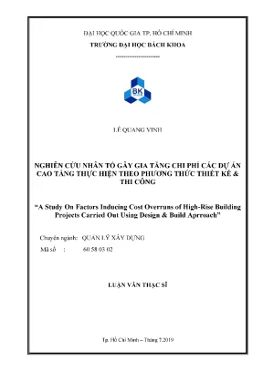 Luận văn thạc sĩ quản lý xây dựng nghiên cứu nhân tố gây gia tăng chi phí các dự án cao tầng thực hiện theo phương thức thiết kế thi công