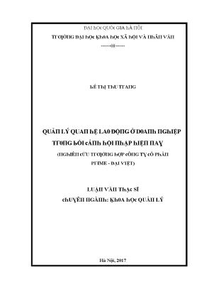 Luận văn quản lý quan hệ lao động ở doanh nghiệp trong bối cảnh hội nhập hiện nay nghiên cứu trường hợp công ty cổ phần prime đại việt