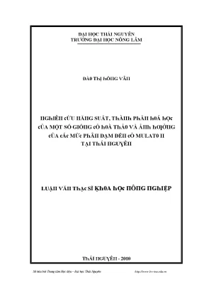 Luận văn nghiên cứu năng suất thành phần hoá học của một số giống cỏ hoà thảo và ảnh hưởng của các mức phân bón đạm đến cỏ mulato ii tại thái nguyên
