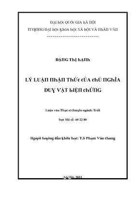 Luận văn lý luận nhận thức của chủ nghĩa duy vật biện chứng
