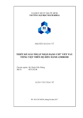 Luận văn thạc sĩ kỹ thuật viễn thông thiết kế giải thuật nhận dạng chữ viết tay tiếng việt trên hệ điều hành android