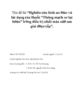 Luận văn nghiên cứu tính an toàn và tác dụng của thuốc thông mạch sơ lạc hoàn trong điều trị nhồi máu não sau giai đoạn cấp