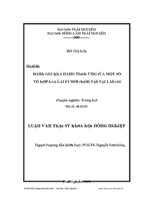 Luận văn đánh giá khả năng thích ứng của một số tổ hợp lúa lai f1 mới chọn tạo tại lào cai