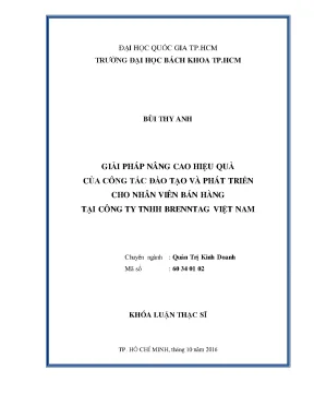 Luận văn thạc sĩ quản trị kinh doanh giải pháp nâng cao hiệu quả của công tác đào tạo và phát triển cho nhân viên bán hàng tại công ty tnhh brenntag việt nam