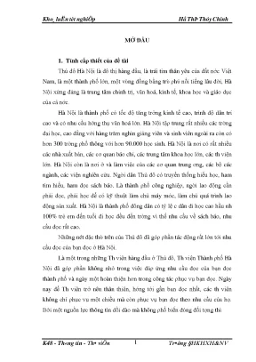 Luận văn thạc sĩ tìm hiểu nhu cầu tin và việc đảm bảo thông tin tại thư viện thành phố hà nội