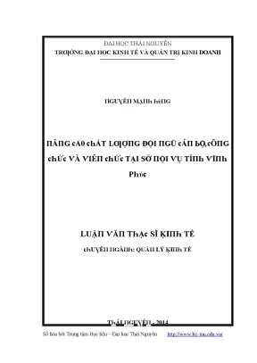 Luận văn nâng cao chất lượng đội ngũ cán bộ công chức và viên chức tại sở nội vụ tỉnh vĩnh phúc