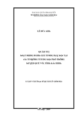 Luận văn quản trị hoạt động đánh giá trong dạy học tại các trường trung học phổ thông huyện quế võ tỉnh bắc ninh