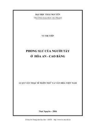 Luận văn phong slư của người tày ở hòa an cao bằng