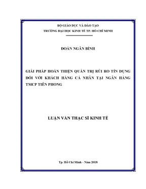 Luận văn giải pháp hoàn thiện quản trị rủi ro tín dụng đối với khách hàng cá nhân tại ngân hàng tmcp tiên phong