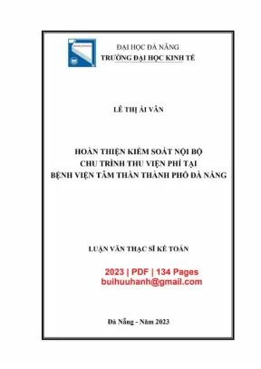 Luận văn thạc sĩ hoàn thiện kiểm soát nội bộ chu trình thu viện phí tại bệnh biện tâm thần thành phố đà nẵng