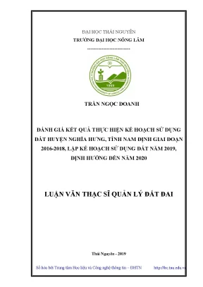Luận văn đánh giá kết quả thực hiện kế hoạch sử dụng đất huyện nghĩa hưng tỉnh nam định giai đoạn 2016 2018 lập kế hoạch sử dụng đất năm 2019 định hướng đến năm 2020