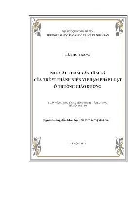 Luận văn thạc sĩ nhu cầu tham vấn tâm lý của trẻ vị thành niên vi phạm phạm pháp luật ở trường giáo dưỡng