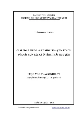 Luận văn giải pháp nâng cao năng lực cạnh tranh của các hợp tác xã ở tỉnh thái nguyên
