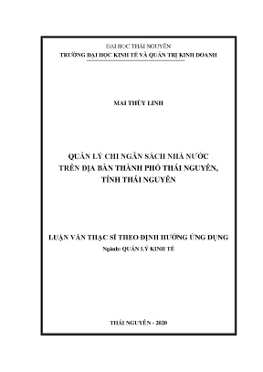 Luận văn quản lý chi ngân sách nhà nước trên địa bàn thành phố thái nguyên tỉnh thái nguyên