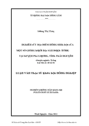 Luận văn nghiên cứu đặc điểm nông sinh học của một số giống bưởi đặc sản được trồng tại huyện phú lương tỉnh thái nguyên
