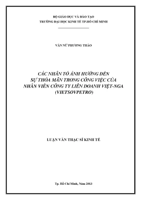 Luận văn các nhân tố ảnh hưởng đến sự thỏa mãn trong công việc của nhân viên công ty liên doanh việt nga vietsovpetro luận văn thạc sĩ
