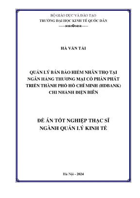 Luận văn thạc sĩ quản lý kinh tế quản lý bán bảo hiểm nhân thọ tại ngân hàng thương mại cổ phần phát triển thành phố hồ chí minh hdbank chi nhánh điện biên
