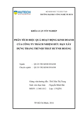 Luận văn phân tích hiệu quả hoạt động kinh doanh của công ty trách nhiệm hữu hạn xây dựng trang trí nội thất huỳnh hoàng