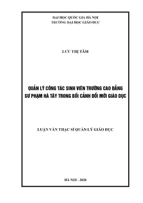 Luận văn quản lý công tác sinh viên trường cđsp hà tây trong bối cảnh đổi mới giáo dục