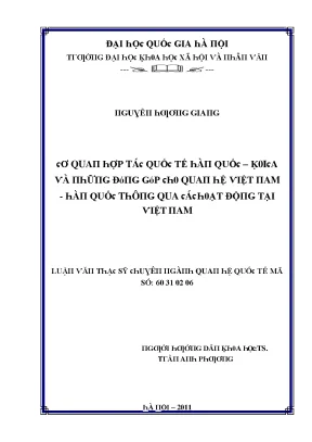 Luận văn cơ quan hợp tác quốc tế hàn quốc koica và những đóng góp cho quan hệ việt nam hàn quốc thông qua các hoạt động tại việt nam