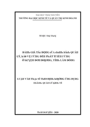 Luận văn đánh giá tác động của chính sách quản lý bảo về rừng đến phát triển rừng ở huyện đơn dương tỉnh lâm đồng
