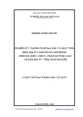 Luận văn nghiên cứu thành phần hóa học và hoạt tính sinh học của oài bồ bồ adenosma indiana lour merr phân bố ở địa bàn huyện đại từ tỉnh thái nguyên
