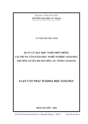 Luận văn quản lý dạy học nghề phổ thông tại trung tâm giáo dục nghề nghiệp giáo dục thường xuyên huyện hòa an tỉnh cao bằng
