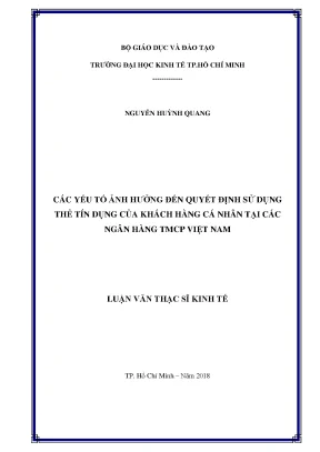 Luận văn các yếu tố ảnh hưởng đến quyết định sử dụng thẻ tín dụng của khách hàng cá nhân tại các ngân hàng thương mại cổ phần việt nam