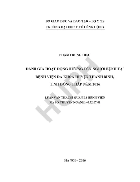 Đánh giá hoạt động hướng đến người bệnh tại bệnh viện đa khoa huyện thanh bình tỉnh đồng tháp năm 2016