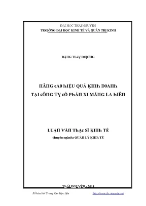 Luận văn nâng cao hiệu quả kinh doanh tại công ty cổ phần xi măng la hiên