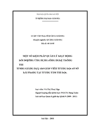 Luận văn một số biện pháp quản lý hoạt động bồi dưỡng ứng dụng công nghệ thông tin trong giảng dạy cho giáo viên trung học cơ sở hải phòng tại trung tâm tin học
