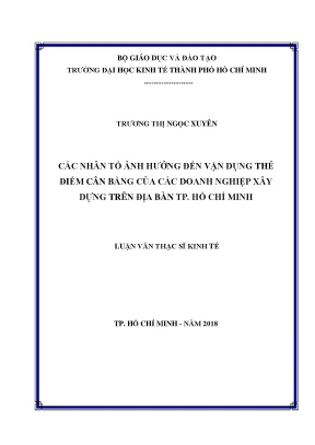 Luận văn các nhân tố ảnh hưởng đến vận dụng bảng điểm cân bằng của các doanh nghiệp xây dựng trên địa bàn tp hồ chí minh