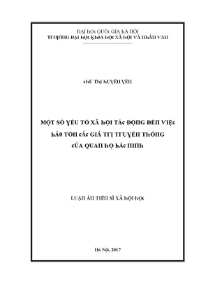 Luận văn một số yếu tố xã hội tác động đến việc bảo tồn các giá trị truyền thống của quan họ bắc ninh
