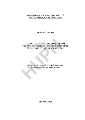 Căng thẳng của học sinh tại một trường trung học phổ thông ở hà tĩnh và các yếu tố liên quan năm 2022