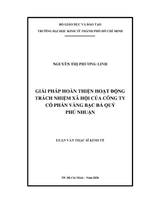 Luận văn giải pháp hoàn thiện hoạt động trách nhiệm xã hội của công ty cổ phần vàng bạc đá quý phú nhuận