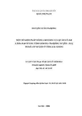 Luận văn một số biện pháp nâng cao năng lực quản lý cho lãnh đạo trung tâm giáo dục thường xuyên dạy nghề cấp huyện ở tỉnh bắc giang