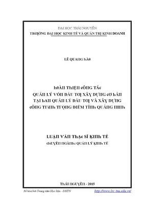 Luận văn hoàn thiện công tác quản lý vốn đầu tư xây dựng cơ bản tại ban quản lý đầu tư và xây dựng công trình trọng điểm tỉnh quảng ninh