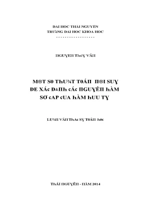 Luận văn một số thuật toán nội suy để xác định các nguyên hàm sơ cấp của hàm hữu tỷ