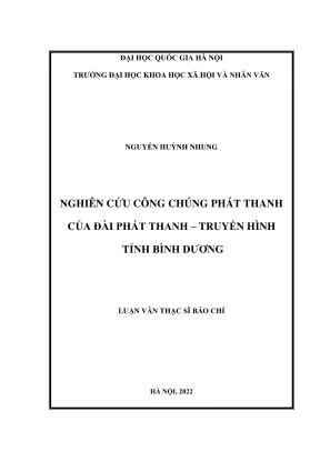 Luận văn thạc sĩ báo chí học nghiên cứu công chúng phát thanh của đài pt th tỉnh bình dương