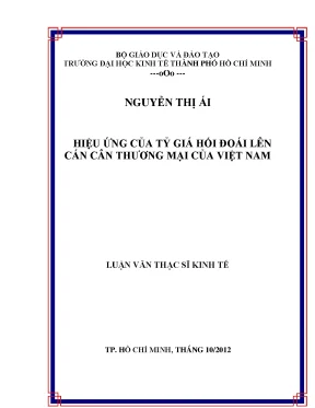 Luận văn hiệu ứng của tỷ giá hối đoái lên cán cân thương mại của việt nam luận văn thạc sĩ